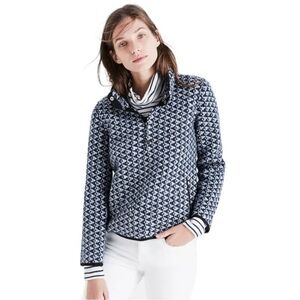 Madewell ✘ Harmonica Wool Pullover Blue Diamond Print Long Sleeve Sweater Size L